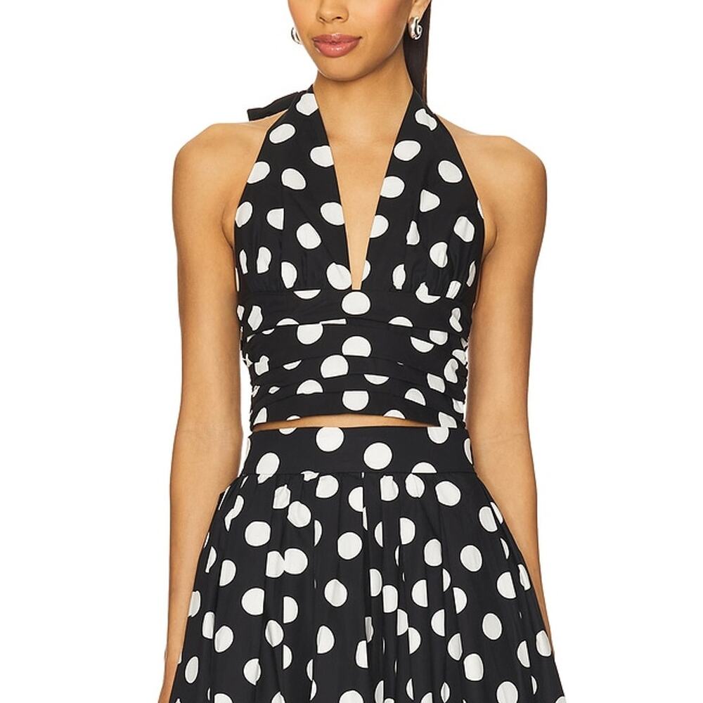 Sans Faff Polka Dot Black Halter Blouse Size M